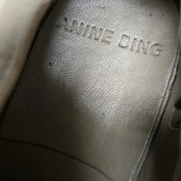 ANINE BING Charlie Low Grey Suede Gold Studded Point Toe Side Zip Shoe 37/7 - Picture 10 of 16